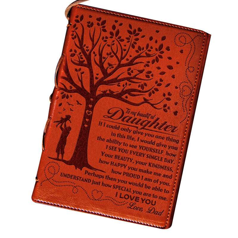 A mi hija de mamá/papá, diario de cuero grabado, cuaderno con marcapáginas, libro de diario de negocios de viaje, , suministros de papelería