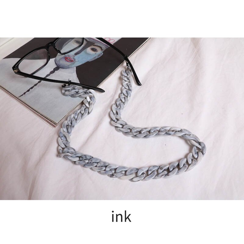Chaîne de lunettes de soleil de retenue de lunettes de soleil de 20 couleurs, corde de lunettes de lecture en acrylique de 70cm longueurs, sangles de maintien de lanière vintage antidérapantes: Encre