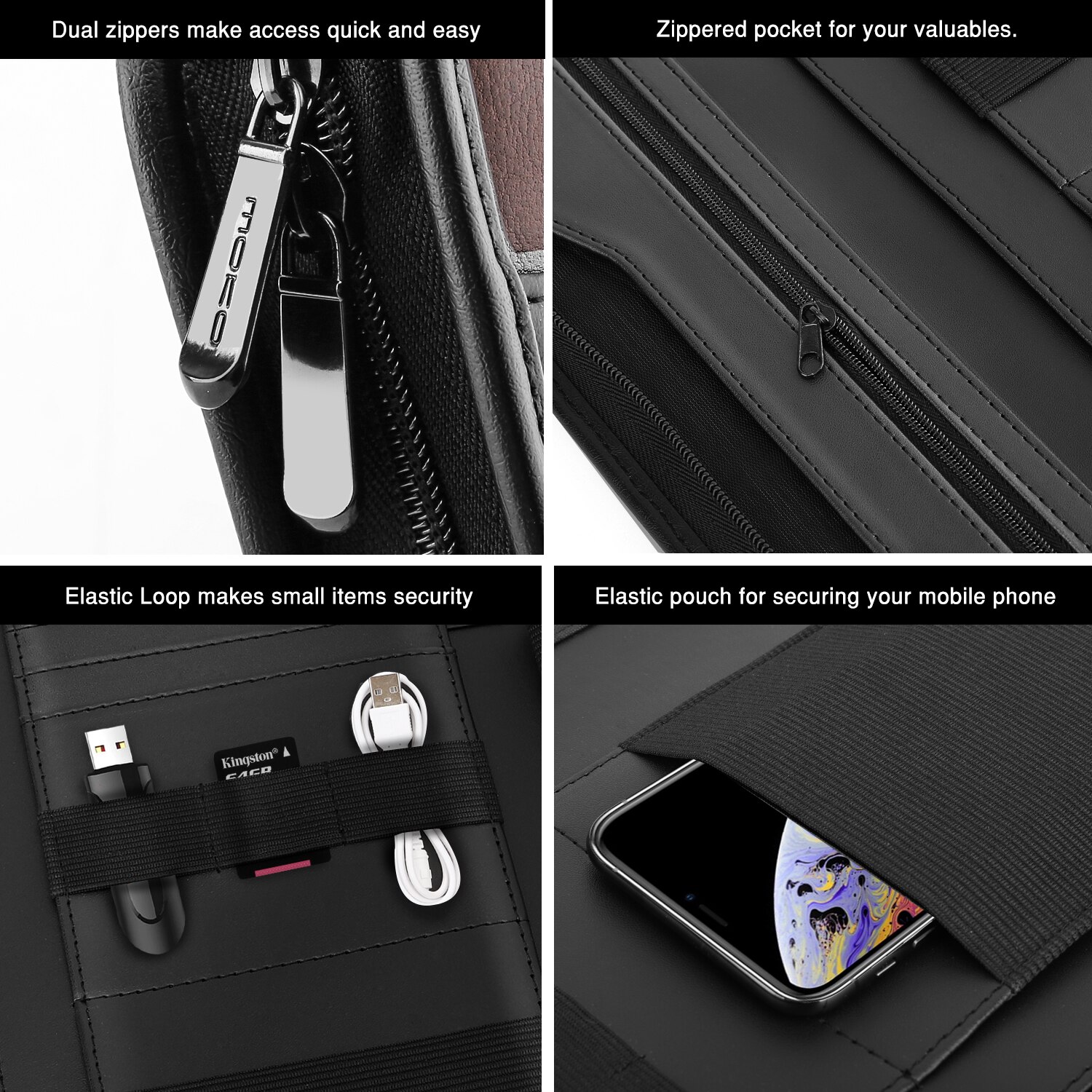 Carpeta portafolio de cuero con cremallera, organizador de documentos para entrevistas profesionales con funda para tableta de 11 pulgadas para ipad