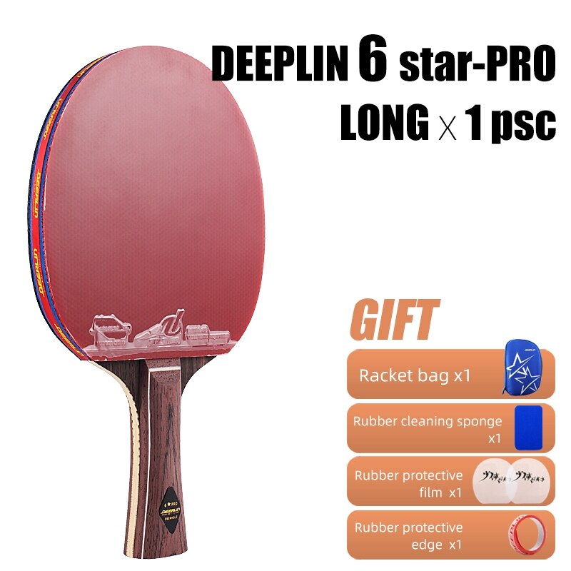 Racchetta da Ping Pong originale 6 7 stelle PRO struttura in carbonio brufoli in gomma/giocatori avanzati racchetta da Ping Pong professionale: 6 star PRO 1 long