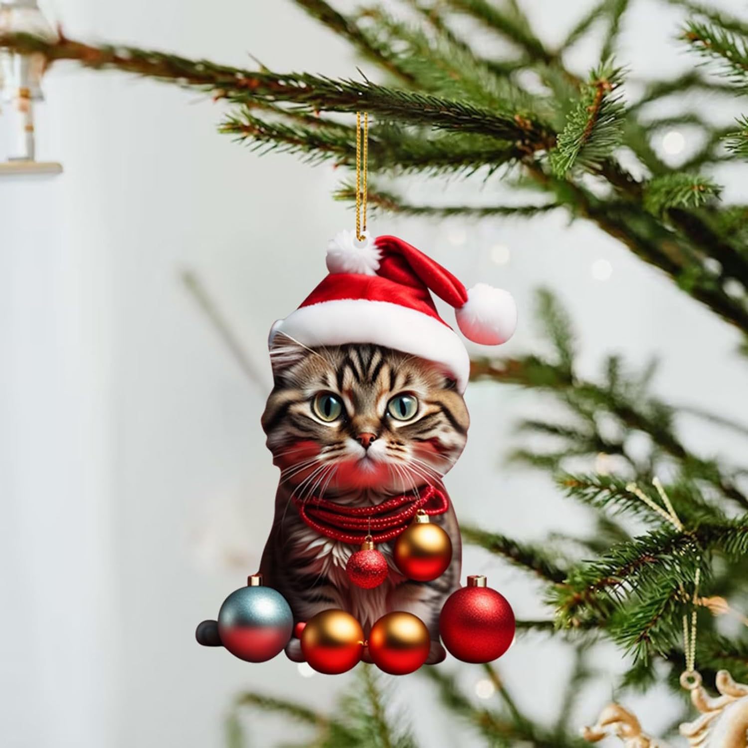 Christmas Modern Home Decoration,Car Pendant Hanging Ornament2d Acrylic Funny Cat Christmas Tree Ornament Cat Acrylic Ornament: DARK GRAY