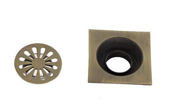 Grille de vidange en laiton Antique de 3.9 "| Drain carré de sol, douche de salle de bains, déchets de lavage, grille de vidange, ahr002