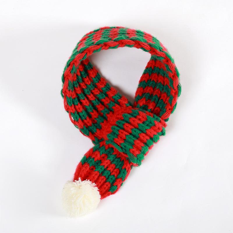 Bufanda de punto con pompón blanco para perros y gatos, bufanda cálida para mascotas, suministros de invierno, accesorios de Navidad y Año: M / Verde