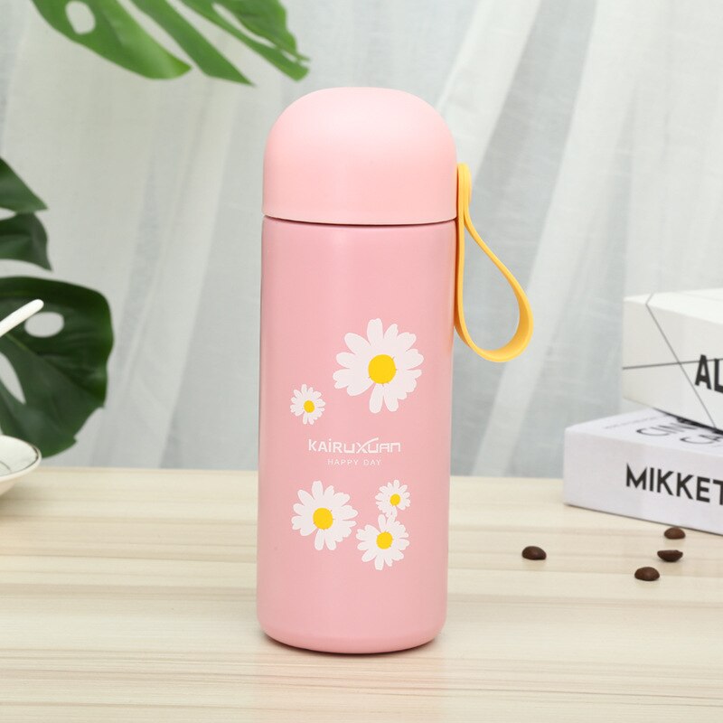 Small Daisy mug 304 stainless steel insulated cup student portable accompanying online celebrity with the same cup m5263: Light Yellow