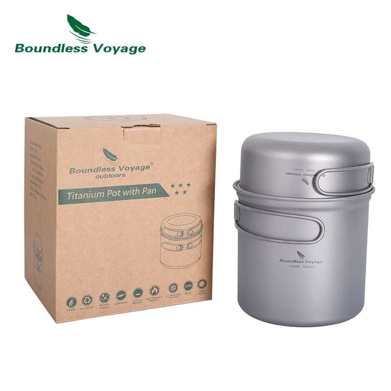 Grenzeloze Voyage Camping Titanium Pot Pan Set Outdoor Draagbare Mok Multi-Functionele Servies Puinhoop Kit Koken Set