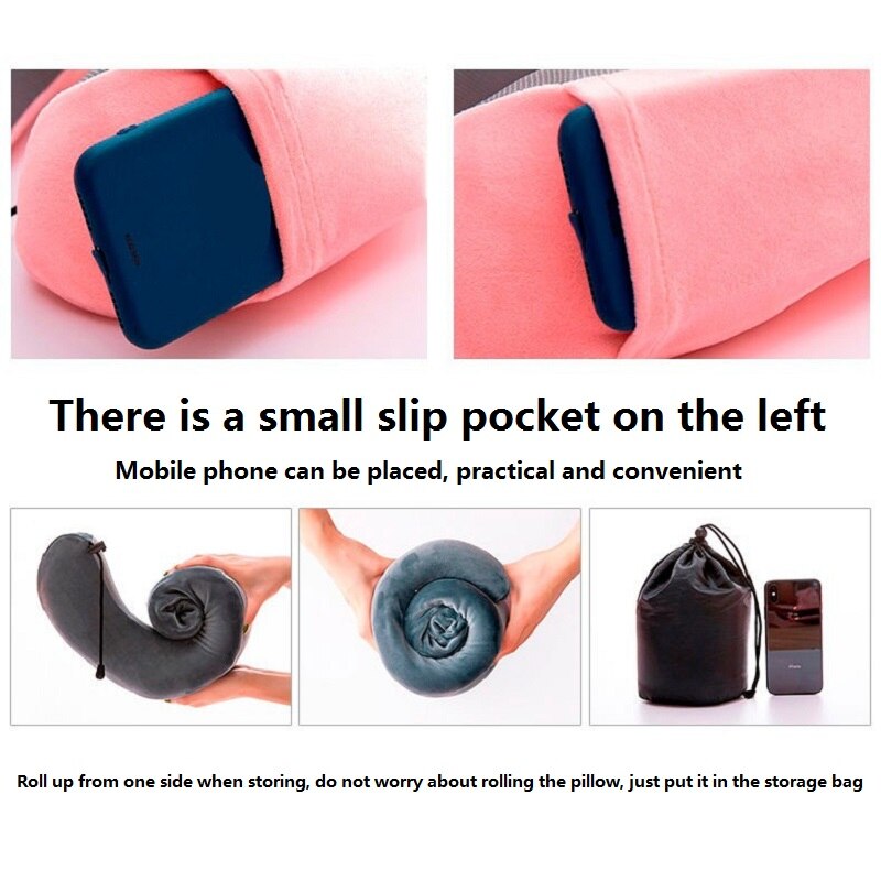 U-vorm Opblaasbare Reizen Kussen Vouwen Lichtgewicht Dutje Nekkussen Autostoel Kantoor Vliegtuig Slapen Kussen Kussen
