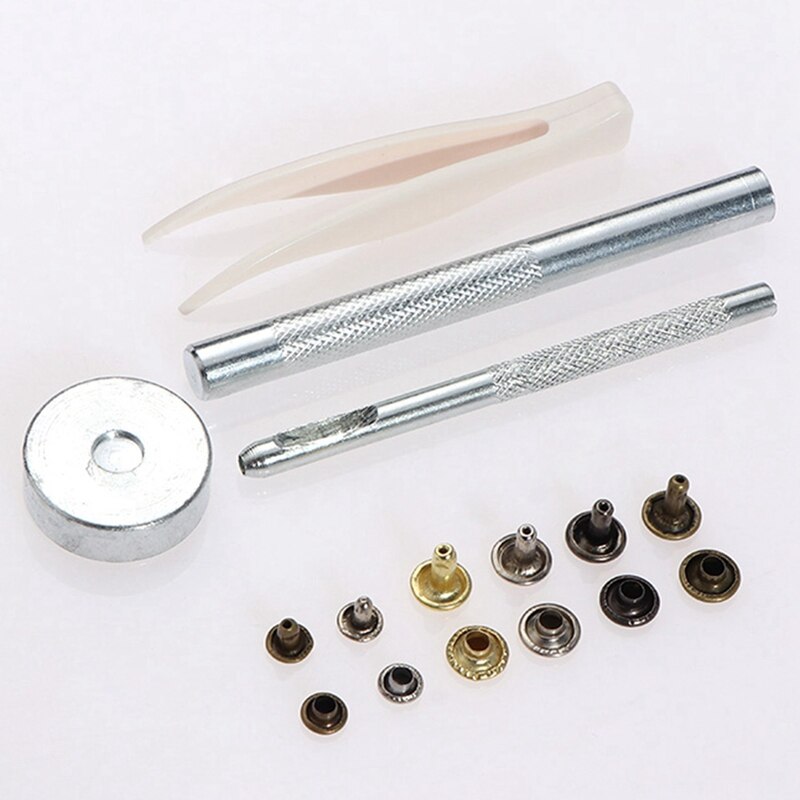 240 juegos de cajas, remaches de doble cara, cuero, remaches de Metal, remaches, clavos de tapa + Kit de herramientas de instalación + alicates