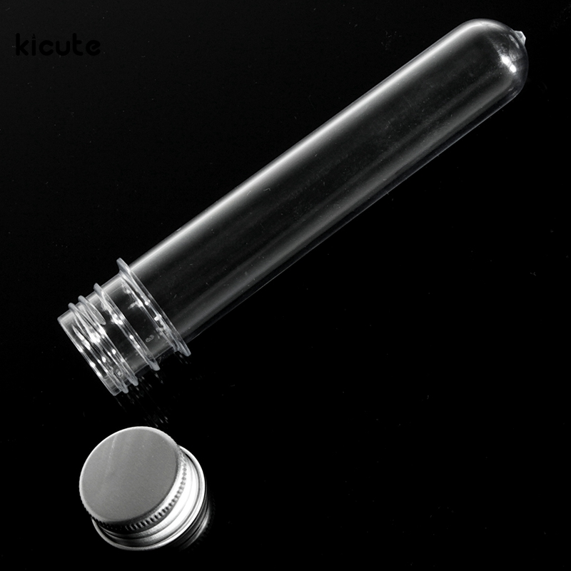 Kicute 1Pc 40ml Excellent Plastic Transparent Test Tubes With Aluminum Cap Bottles 14cm School Supplies Lab Equipments