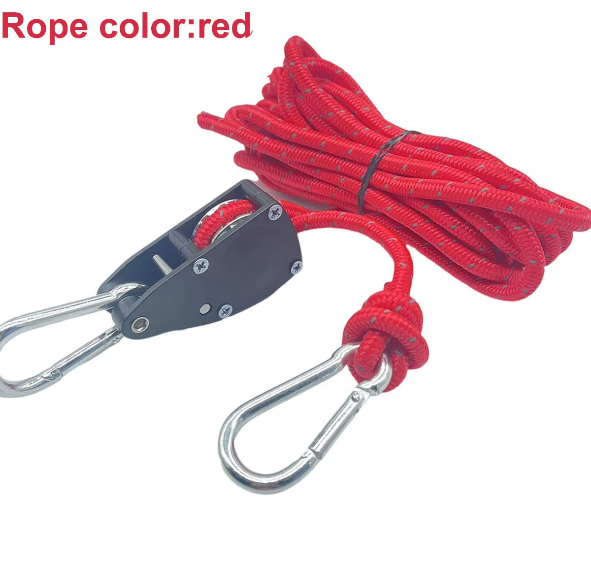 6 mm draagbaar verstelbaar fix campingtouw met ratelkatrol 5M draagbaar verstelbaar winddicht touw voor luifel klimmen kano: Rood