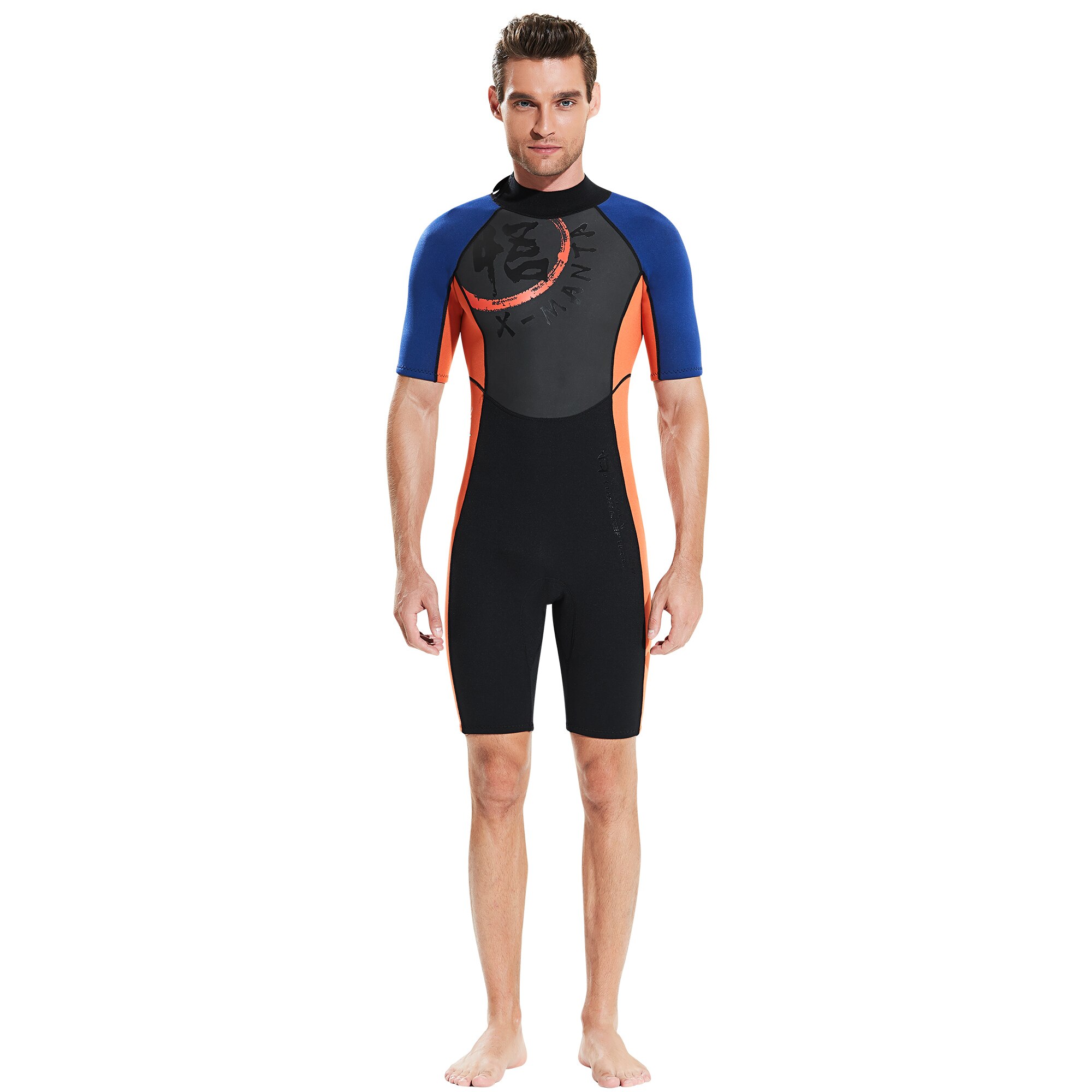 1.5 millimetri di Neoprene + Pelle di Squalo Breve Muta vestito di Un pezzo del Costume Da Bagno di Surf Vestito per Gli Uomini Le Donne Scuba Snorkeling Nuoto A vela: Male-Orange / XL