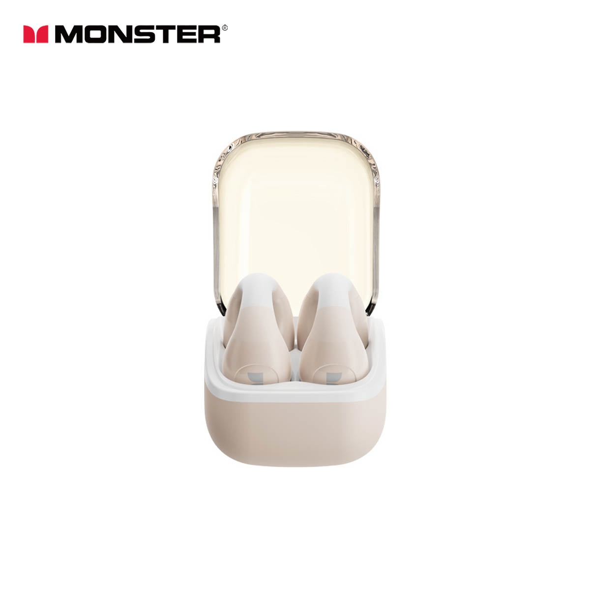 Monster XKT29 Wireless Bluetooth 5.4 Earphones Ear Clip Earbuds HiFi Music Touch Headphones Gaming Noise Reduction With Mic: Beige