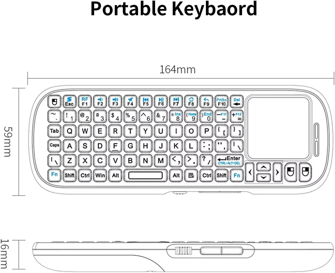 iPazzPort 2.4G mini bezprzewodowa klawiatura z touchpadem i myszą, przenośny przenośny robić tabletu/laptopa/notebooka/android TV skrzynka/PC