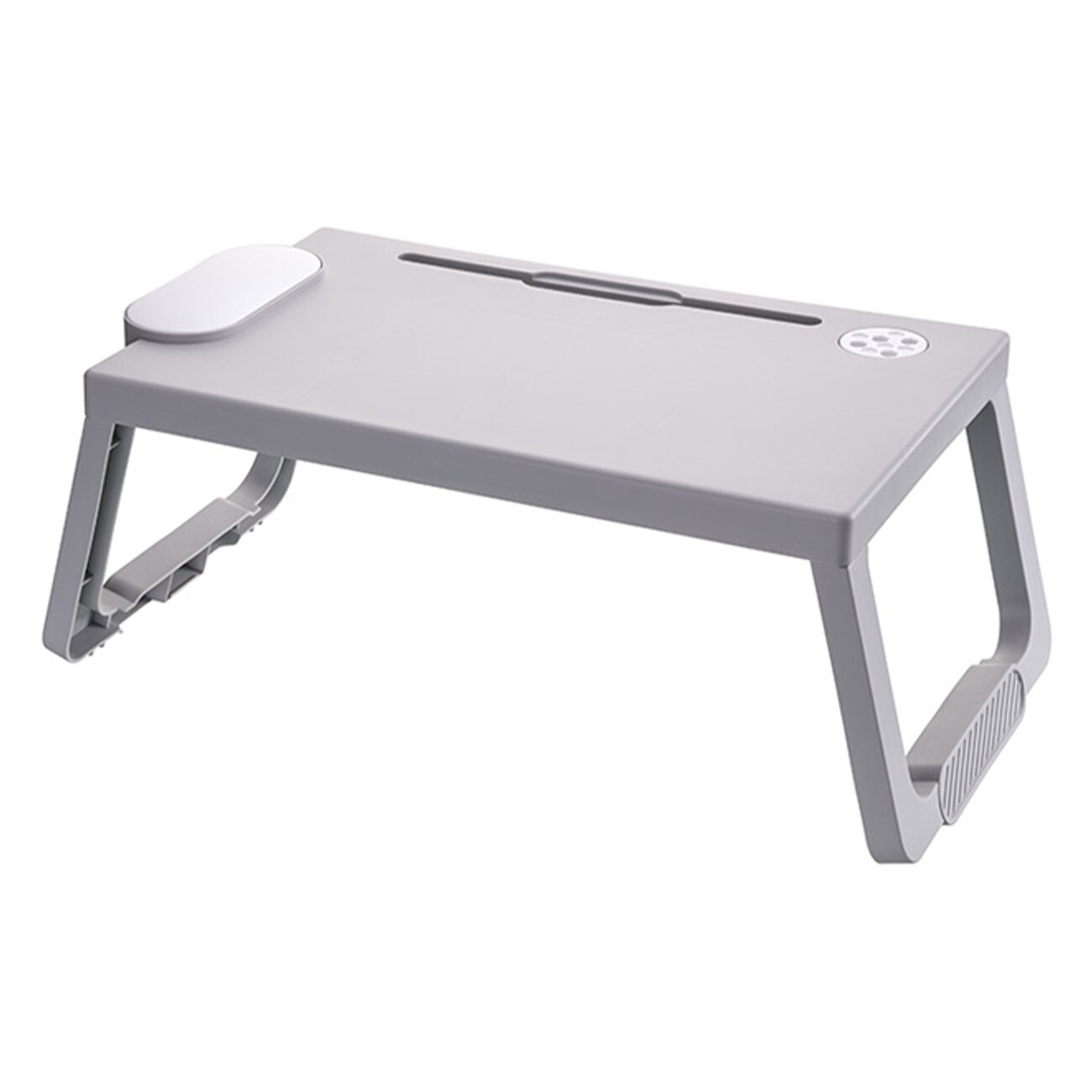 Multifunctional Folding Storage Computer Desk Study Table Plastic Foldable for Bed Sofa Tea Serving Table Computer Desk: gray and white