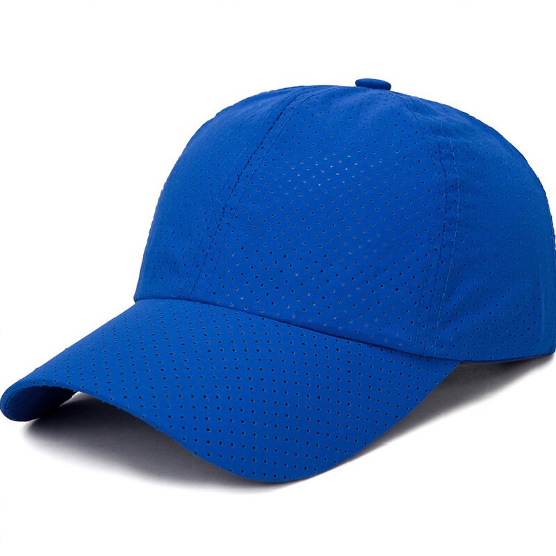 Vuxen unisex solhatt en storlek casual fast justerbar utomhusbomull enkel snabbtorkande hattar som andas, monterad keps baseballkeps: Kungsblå