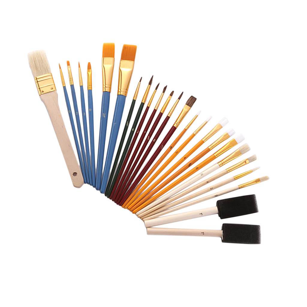 25 Artists Paint Brushes Set Foam Brush for fine art &amp; craft works