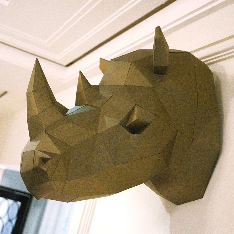 Tête de gorille King Kong en papier 3D, Papercraft, décoration murale, puzzle, bricolage éducatifs, pour enfants: rhinoceros