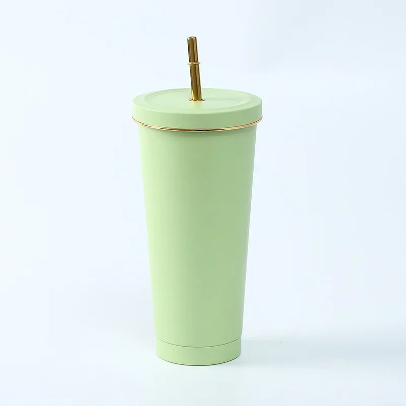500 750ml Straw Cup With Lid Coffee Reusable Plastic Tumbler Frosted Mug Water Bottle Drinkware Portable Large Capacity Milk Tea: Yellow / 750ml