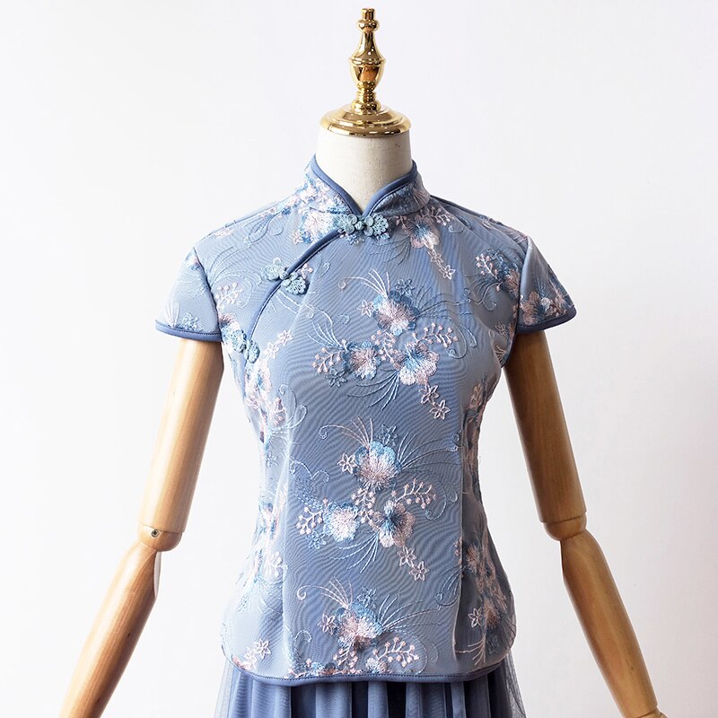 2 kpl/setti puolihihainen brodeeraus vintage moderni perinteinen satiinikiinalainen mekko qipao cheongsam naisten juhlamekot