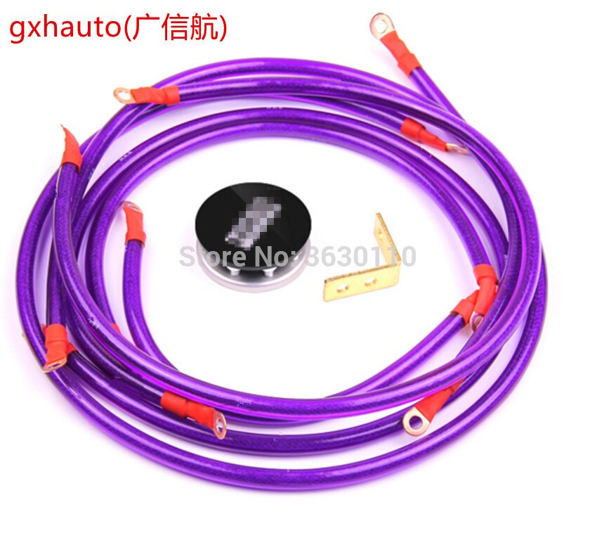 Racing universal Grounding Cable Wire Kit For Universal Car Earth System Grounding Cable Purple 6 point