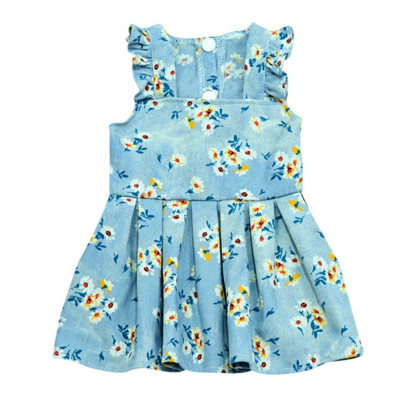 Leuke Denim Daisy Sling Hond Rok Voor Kleine Honden Gebloemde Jurk Puppy Cat Princess Kleding Apparel Teddy Trouwjurk: S