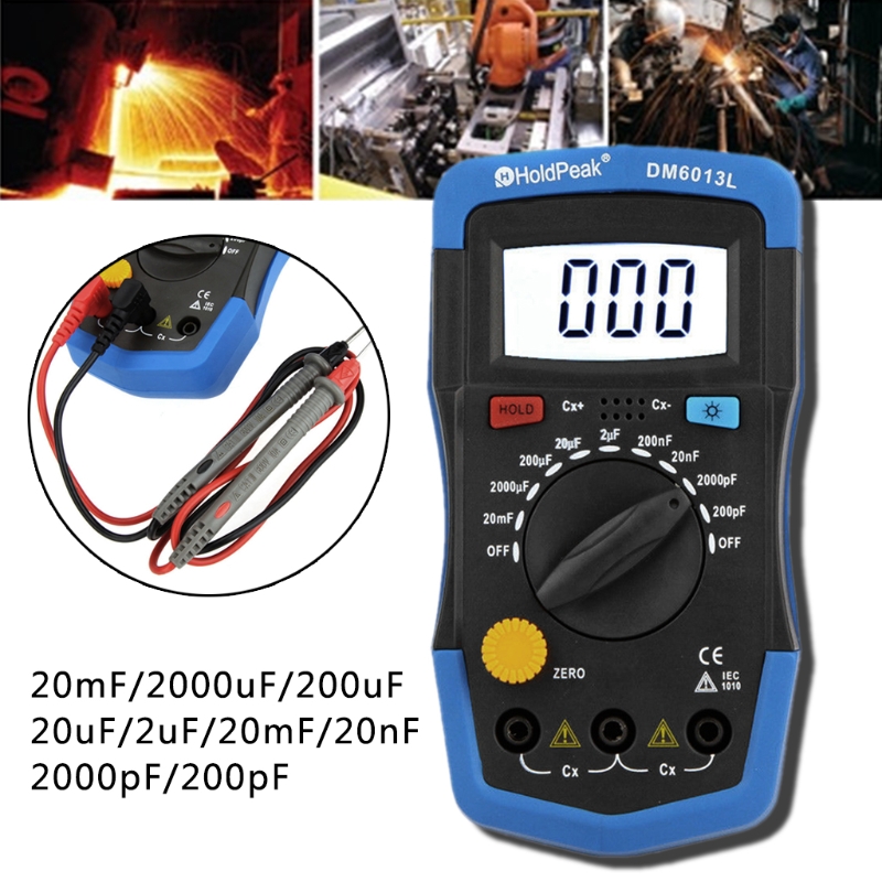 Handheld Digital Capacitance Meter Capacitor Tester Capacimeter Electronic Auto 0.1pF to 20,000μF