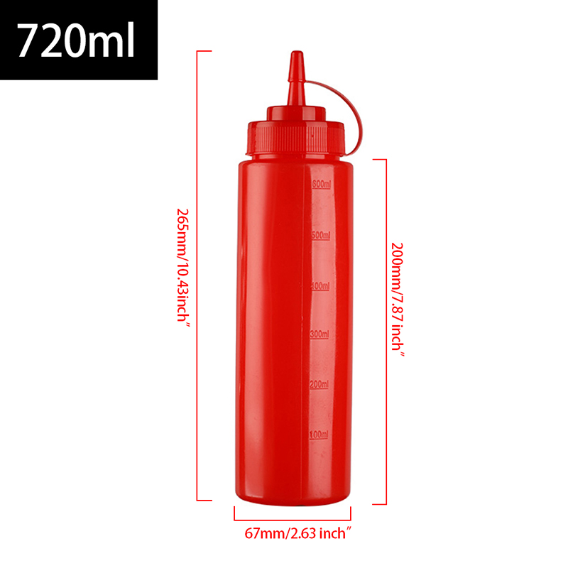 Plastic Squeeze Squirt Condiment Bottles with Cap Leak Proof Refillable Condiment Container for Kitchen Ketchup Mustard Sauces: red-720ml