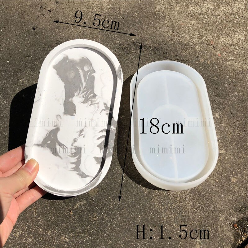 Silicone Oval Tray Mold for Concrete Coaster Jesmonite Mold Concrete Round Tray Mold Candle Tray: E-Thin mold