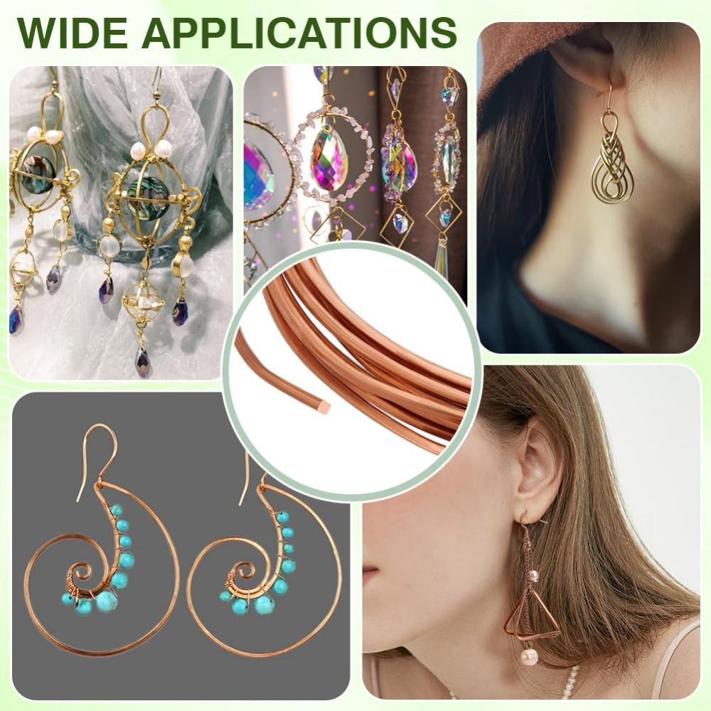 9.8Ft Square Copper Wire 14 Gauge Pure Copper Wire Craft Wire for Jewelry Making Gem Metal Wrap Garden Sculpting Armature kit