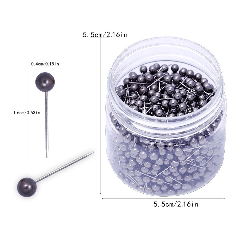 1000PCS 4MM Map Tacks Push Pins with Gold Round Head Steel Point for Bulletin Board Fabric Marking Push Pins with Box