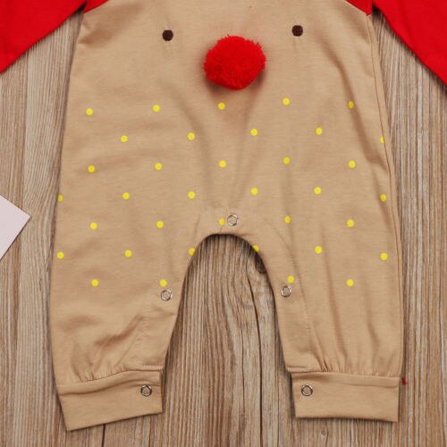 Kerst Leuke Infant Kids Baby Meisjes Jongens Romper Hoeden 2 Stuks Herten Print Patchwork Rode Jumpsuits Romper
