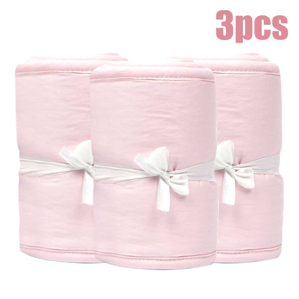 3 Stks/set Universal Home Slaapkamer Kauwen Ademend Babybedje Bumper Protector Microfiber Gids Cover Installeren: Roze