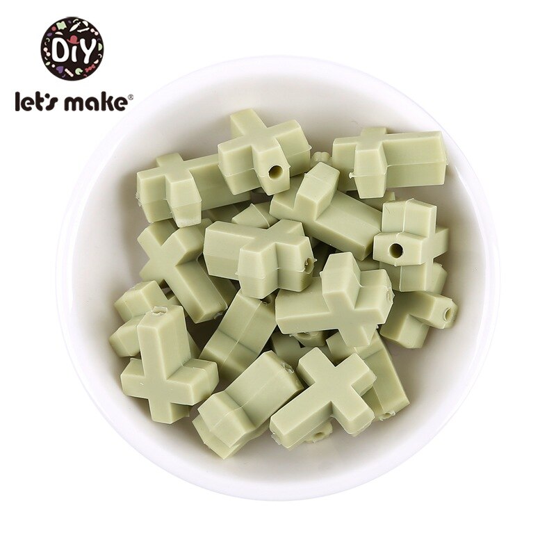Let's Make-anneau de dentition en Silicone | 50 pièces, petites perles croisées de alimentaire, anneau de dentition de dessin animé, jouet bricolage, perles artisanales pour bébé: 4