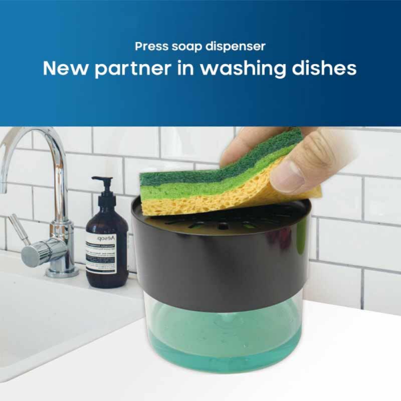 Bottle Kitchen Dishwashing Detergent Semen Box Automatic Liquid Dispenser Press Sponge Soap Dispenser Scouring Pad Liquid Box