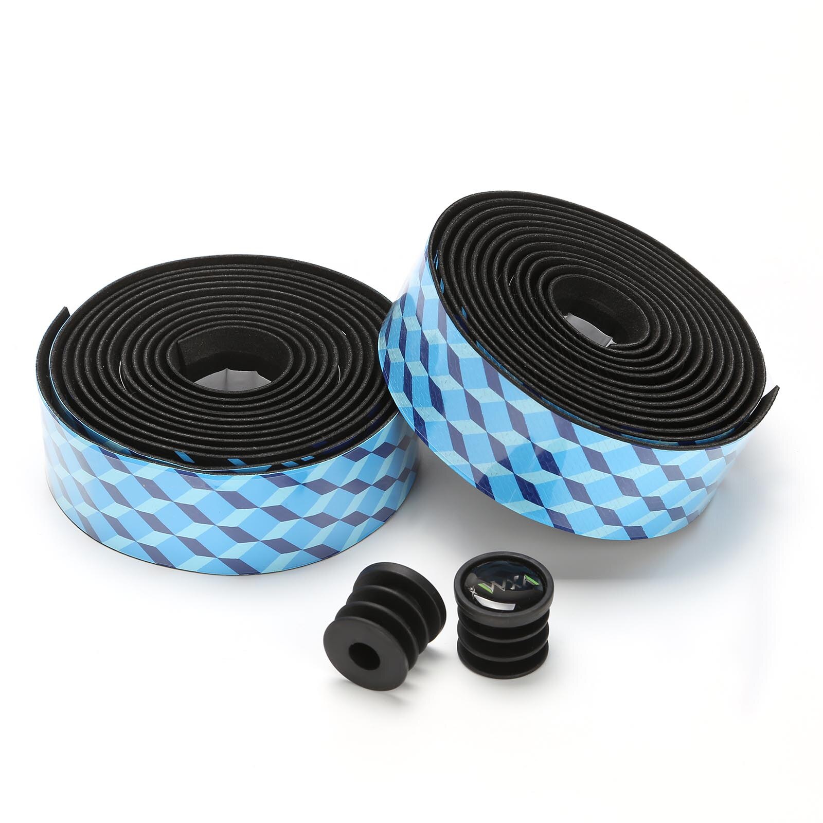 Sykkelstyretape med 2 -stangs plugg landeveissykkel eva bartape vanntett star fade tape wrap sykkeltilbehør 4 farger: Blå