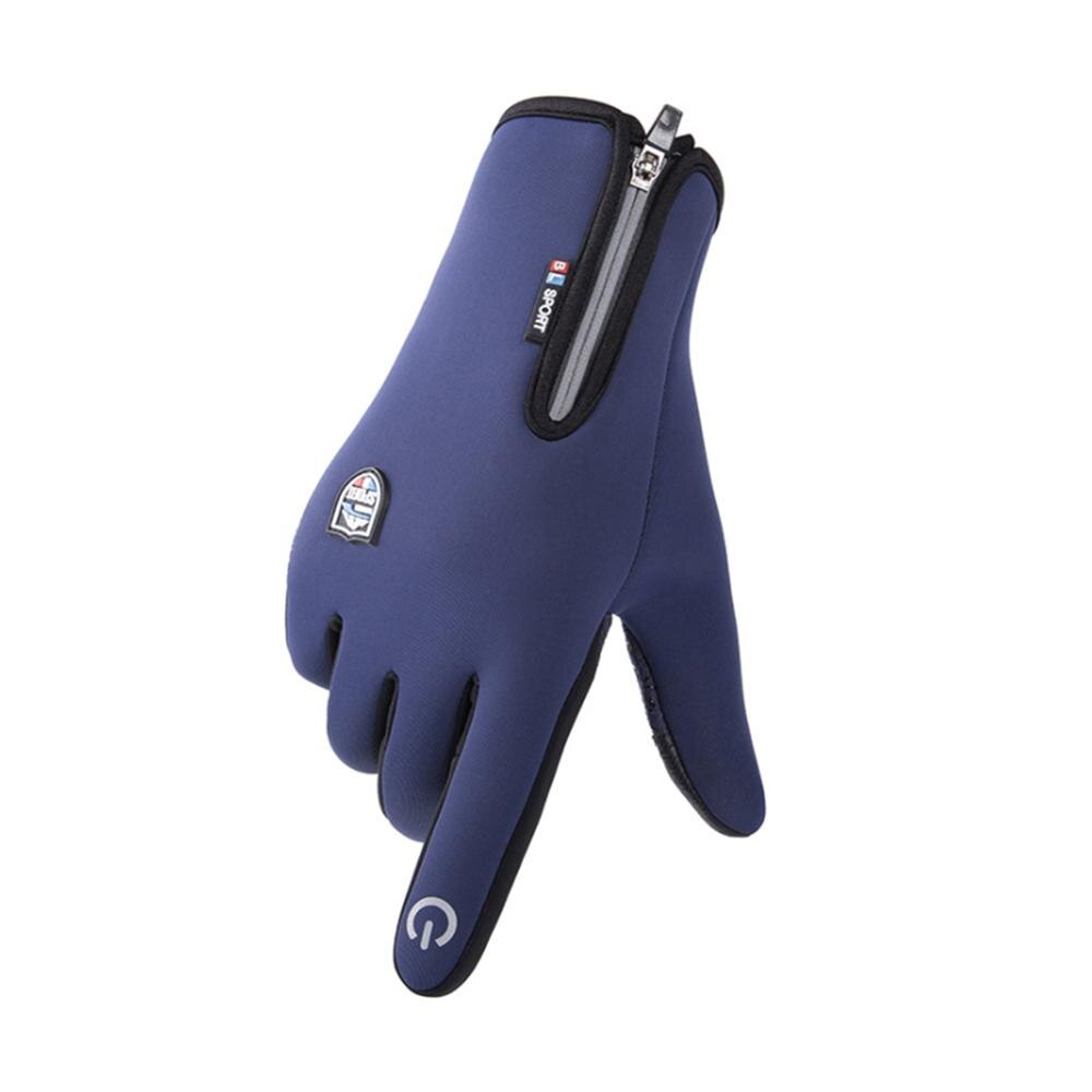 Waterdichte Winter Warme Handschoenen Mannen Ski Handschoenen Snowboard Handschoenen Motorrijden Winter Touchscreen Sneeuw Windstopper Handschoen: Blauw / L