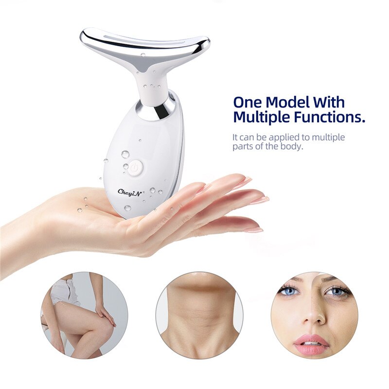 CkeyIN Sonic Face Massager Neck Lifting Machine Heat Anti Aging Wrinkle Led V-Shaped Thin Facial Firming Skin Tightening Toning