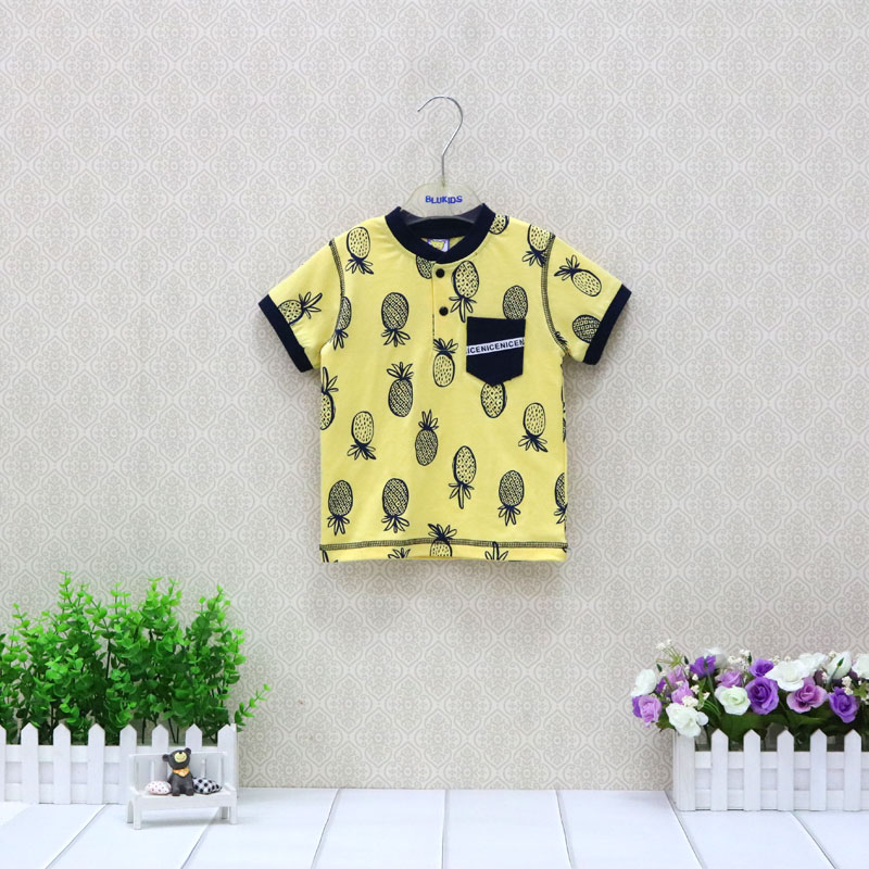Puur Katoen Zomer T-shirts Voor Jongens en Gitls Babykleertjes Kinderen Tops Korte Mouw Kleding: Goud / 3T