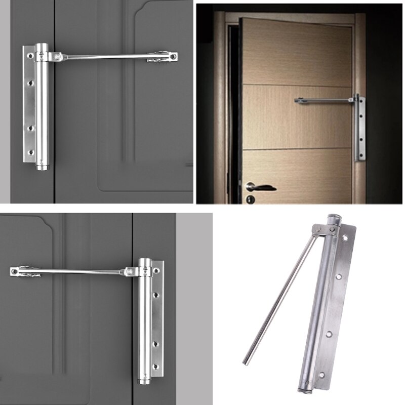 Single Spring Strength Adjustable Stainless Steel Automatic Closing Door Closer for Home Bedroom Wooden/Metal Door