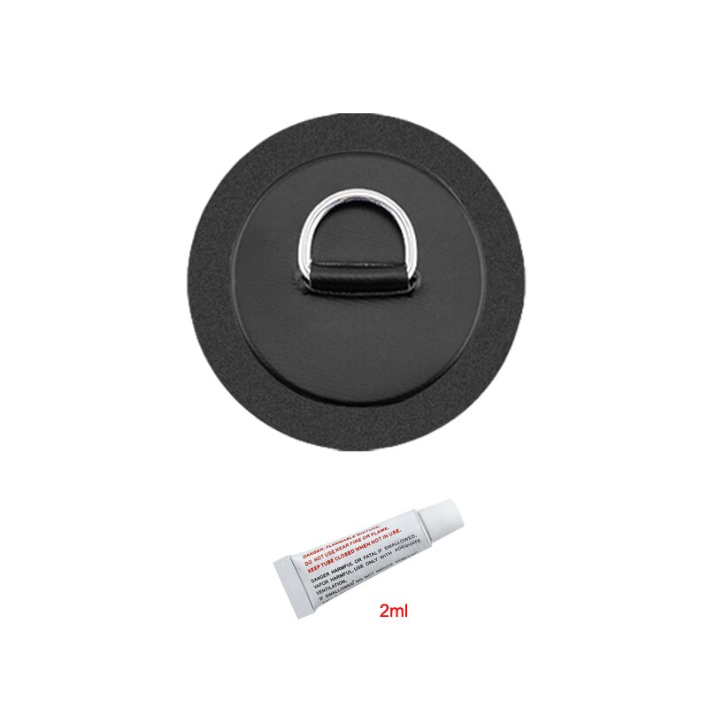 Almohadilla de anillo en D de acero inoxidable de 11cm y 4,3 pulgadas, parche con pegamento para bote inflable de PVC, balsa, bote, canoa, Kayak, tabla de surf, SUP Tie Down: Black with Glue