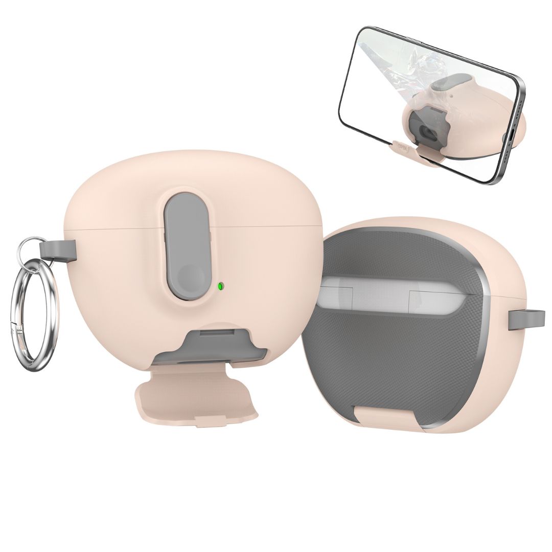 for huawei FreeBuds 6i case cover with safety lock&Phone Stand sandstone skins earphone cover for FreeBuds 6i earbuds case: Pink