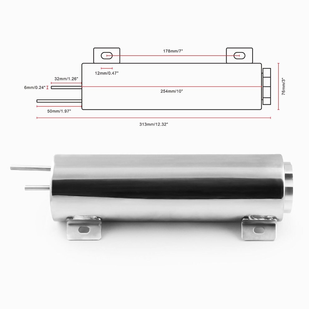 Polished Stainless Steel Radiator Overflow Tank Bottle Catch Can Car Modification Radiator Cooling Water Bottle