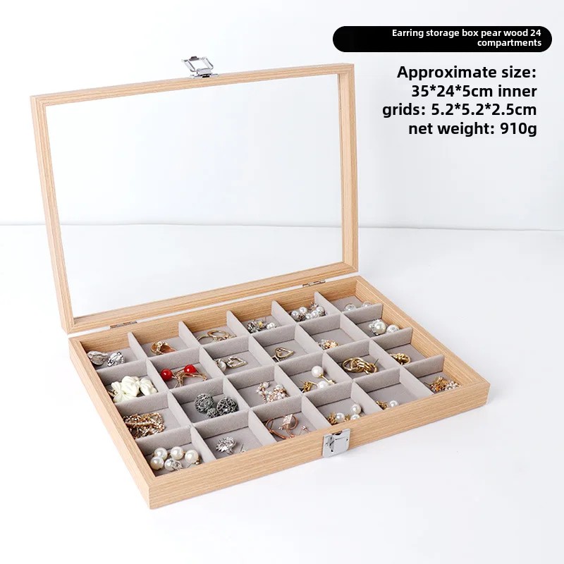Boîte à Bijoux en Bois avec Couvercle, Motif de Poire, Rangement pour Boucles d'Oreilles, Bague, Montre, Bracelet, en Stock: Beige