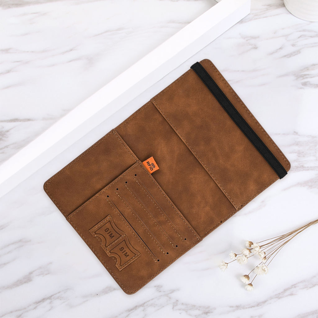 Tragbarer reisepasshalter für damen und herren, dokumentenorganizer, reisebrieftasche für zuhause, reisen und geschäftsreisen: Kamel