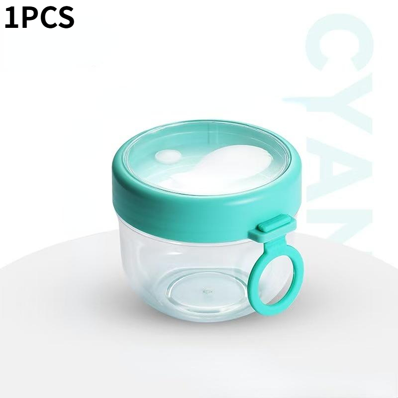 Portable Breakfast Cup with Leak-Proof Lid, Overnight Oats Bowl with Spoon, Microwave Safe Salad Bowl, Yogurt Cup, Milk Bottle: Sky Blue