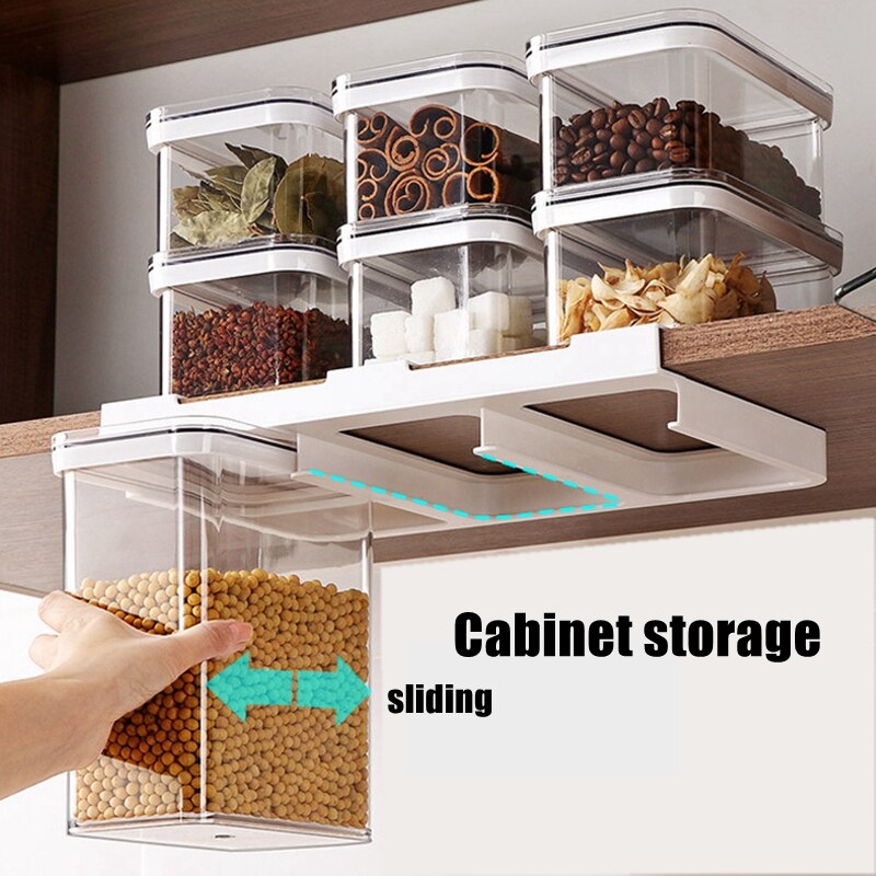 Wall-mounted Food Storage Cans Plastic Stacked Food Storage Container Box Refrigerator Sliding Sealed Jar Kitchen Supplies