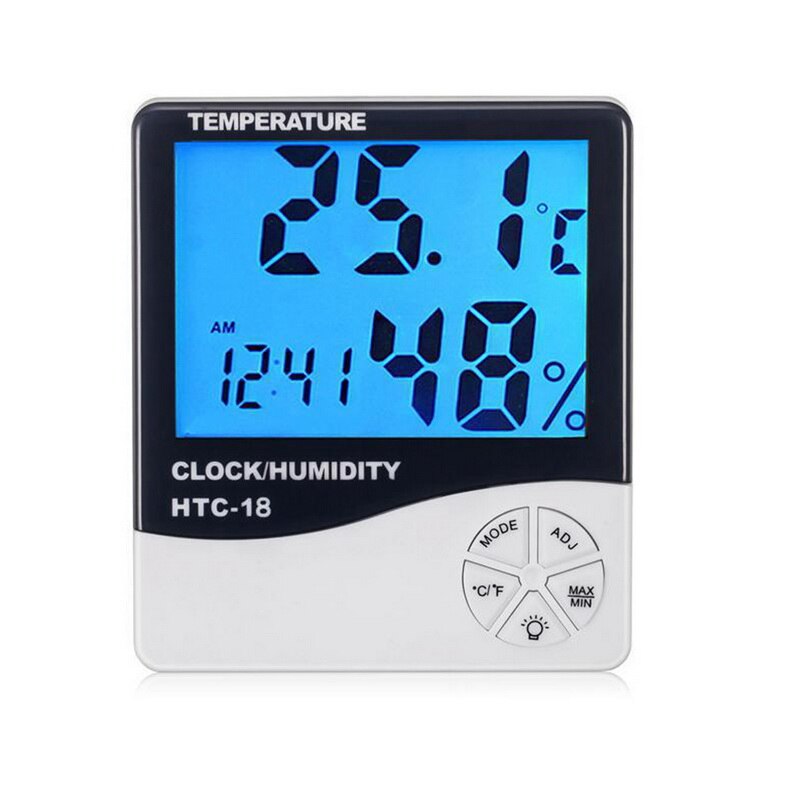 Digitalt termometer hygrometer indendørs udendørstemperatur fugtighedsmåler display sensor sonde vejrstation med lcd display: Htc -18 indendørs