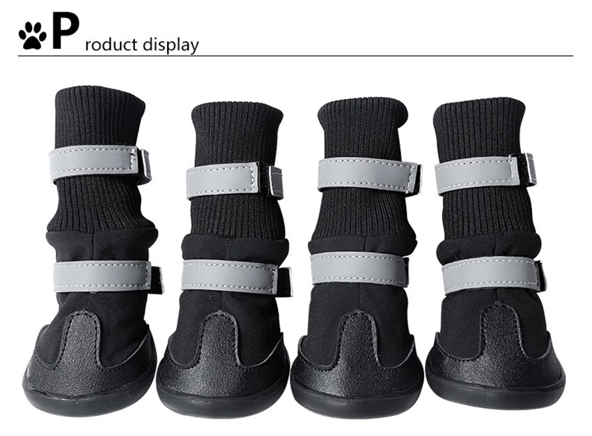 Hond Schoenen Voor Chihuahua Anti Slip Waterdichte Huisdier Kat Regen Schoenen Rubber Laarzen Voor Vier Seizoenen Franse Bulldog Huisdieren Sneeuw booties: Black / S