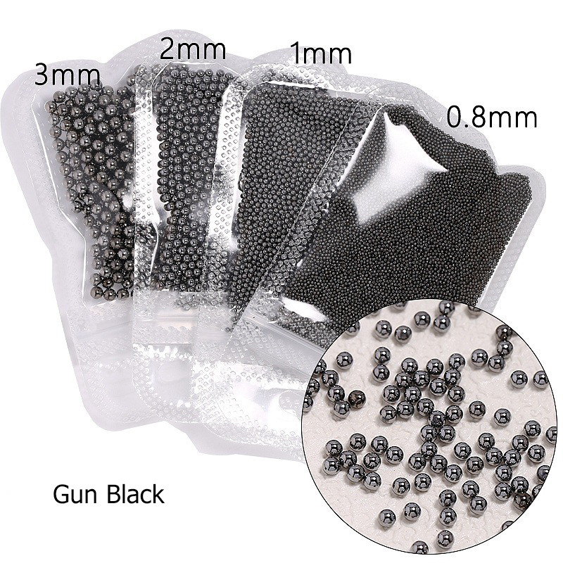 Mini billes d'acier en alliage de micro caviars, 10g, 0.4mm-3mm, 4 couleurs, bijoux en biscuits pour nail art, accessoires de manucure, ornements DIY