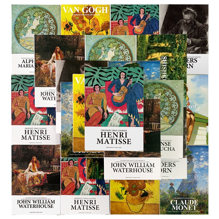 Lot de 30 cartes postales anglaises de la série du musée d'art, enveloppes de artistes célèbres, œuvres d'art, travaux de Monet, Picasso, Van Gogh
