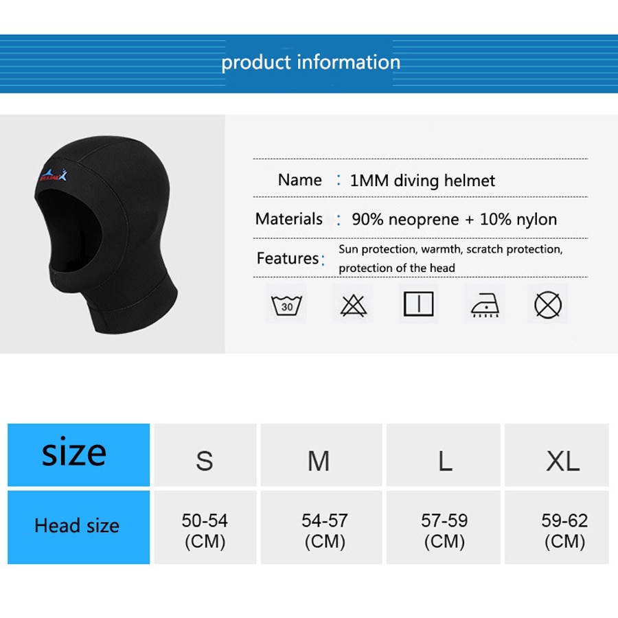 1mm neopren dykkerhætte hjelm snorkeludstyr hat hætte vinterbadning varm hals unisex dykkervåddragt